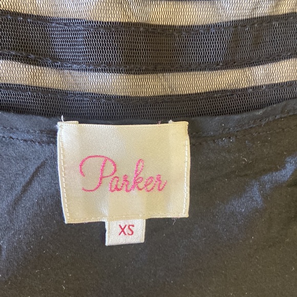 Black lined dress, side zipper, see through neck/ base skirt & skirt flares out - Picture 5 of 6